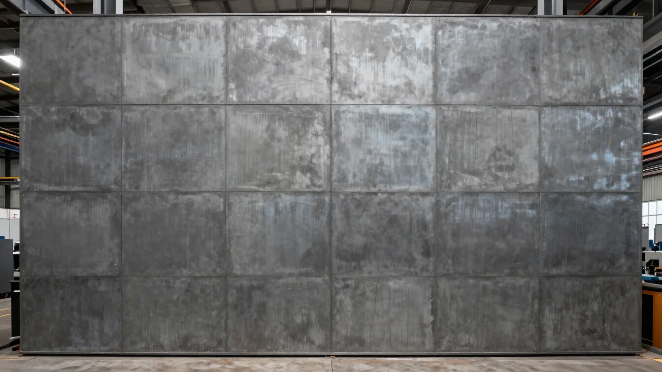 Industrial editorial photograph of large architectural facade pan