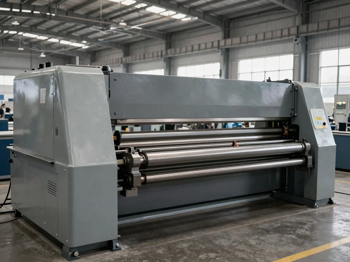 Wide environmental view of a mechanical press brake in a producti