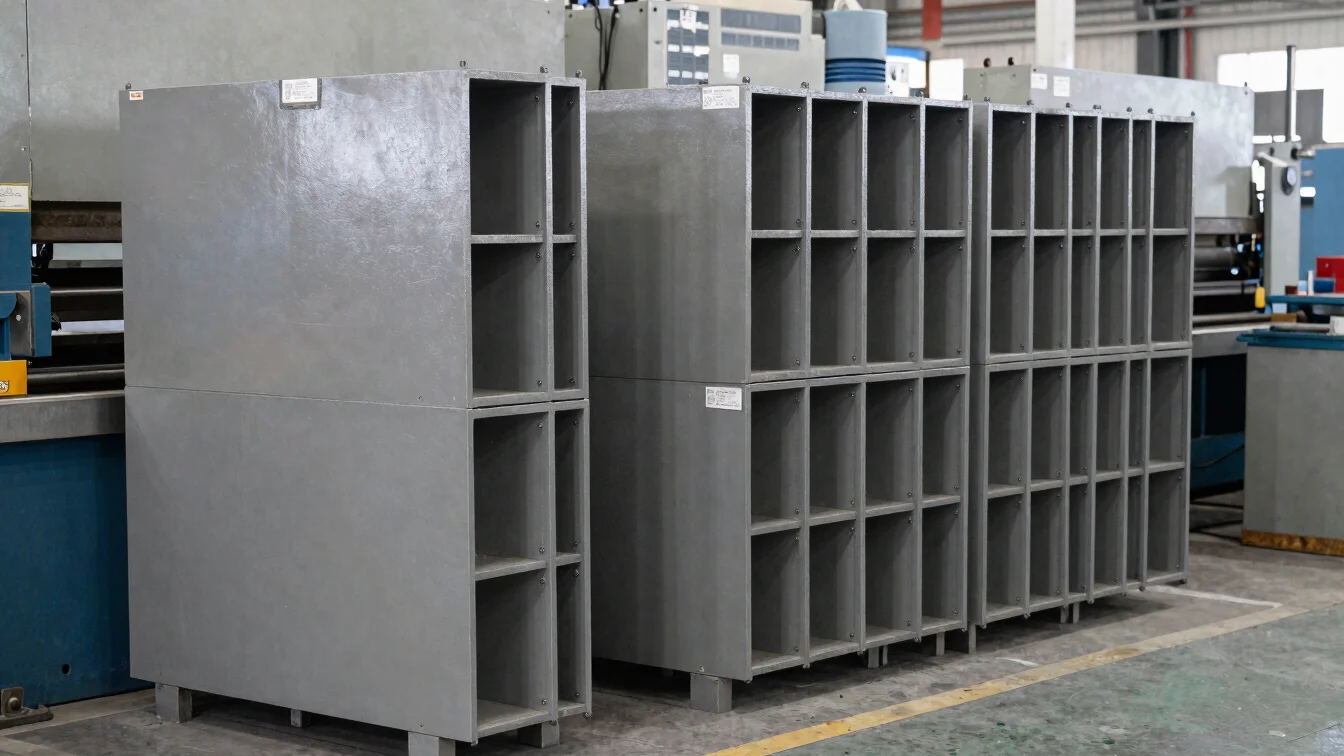 Industrial editorial photograph of formed electrical enclosure pa