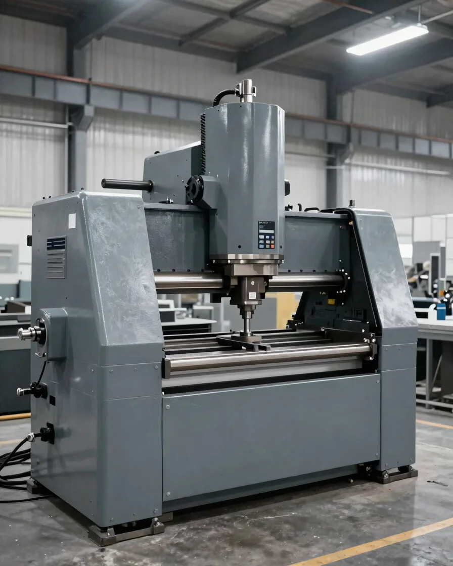 Wide environmental view of a CNC press brake in a clean industria